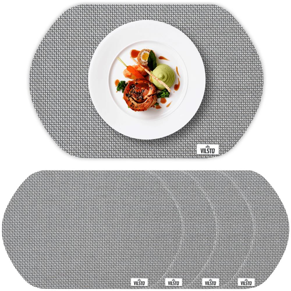 Tovagliette Colazione Americana Plastica Lavabili, Accessori Casa Cucina, Tovagliette Da Cucinate, Resistenti Al Calore, Resistenti Allo Sporco E Lavabili, 4 Pezzi, Grigio - Foto 1