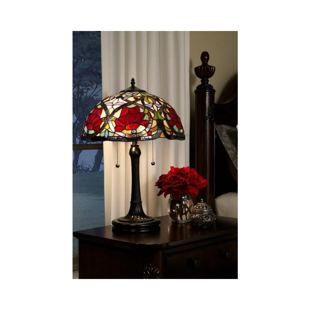 Lampada Da Tavolo Tiffany A 2 Luci Vintage Bronzo, E27 - Foto 1