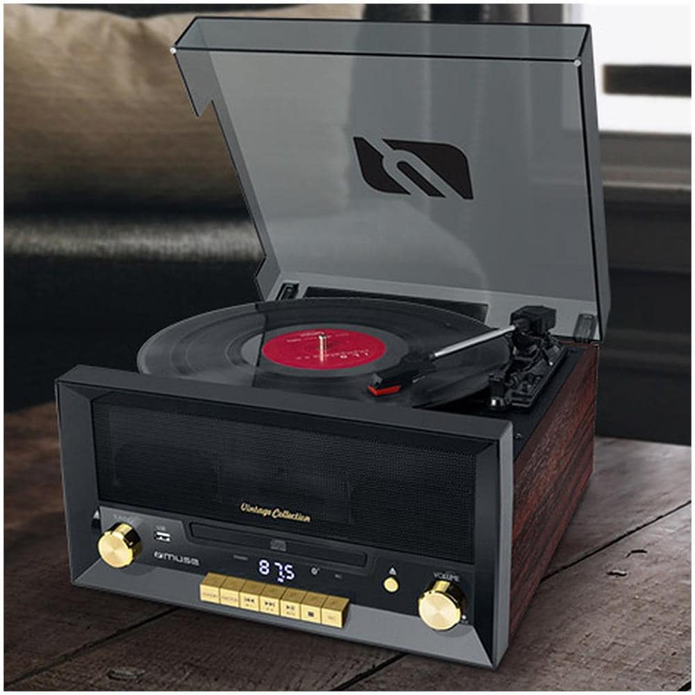 Giradischi con Trasmissione a Cinghia MT112W con 33,45,78 Giri /min FM / MP3 / CD, CD-R, DVD+R, DVD+RW / USB / Bluetooth Colore Marrone - Foto 2