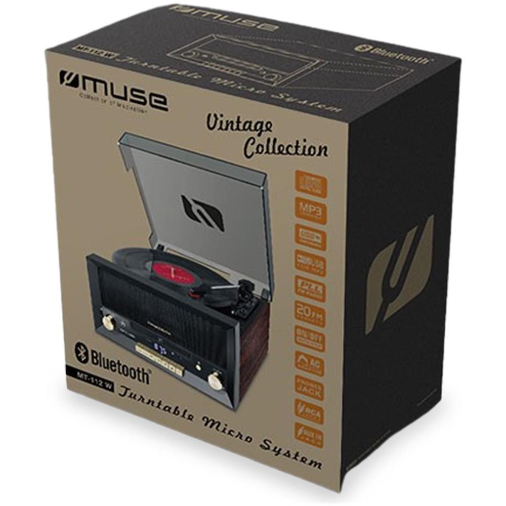 Giradischi con Trasmissione a Cinghia MT112W con 33,45,78 Giri /min FM / MP3 / CD, CD-R, DVD+R, DVD+RW / USB / Bluetooth Colore Marrone - Foto 4