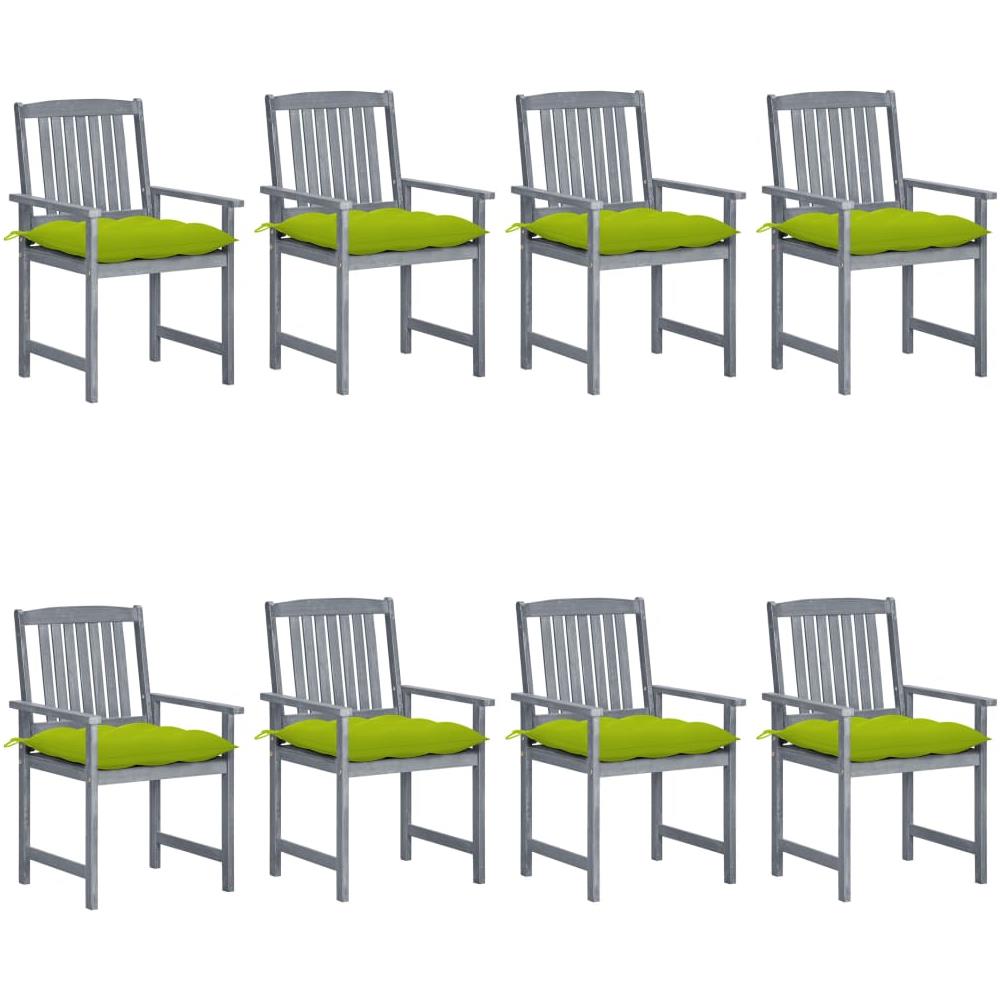 Sedie da Giardino con Cuscini 8 pz in Massello di Acacia Grigie - Foto 1