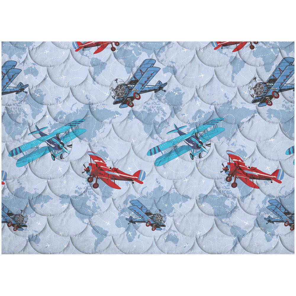 Trapuntino Piumino Estivo Linea Pensieri Delicati Disegno Aerei Colore Azzurro Singolo Azzurro - Foto 2