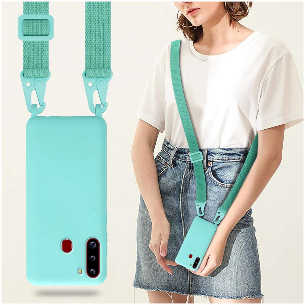 Catena Di Telefoni Cellulari Compatibile Con Samsung Galaxy A21 In Liquid Turchese - Coperchio Di Protezione In Silicone Con Cordino Regolabile In Lunghezza - Foto 7