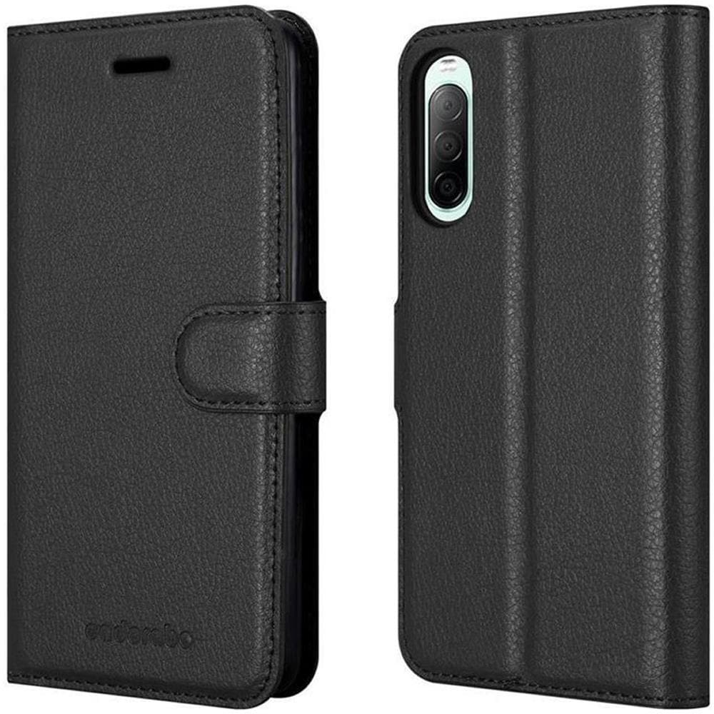 Custodia Compatibile Con Sony Xperia 10 Ii (2. Version) In Nero Carbone - Coperchio Protettiva Con Chiusura Magnetica, Funzione Stand E Tasca Per Le Carte - Foto 8