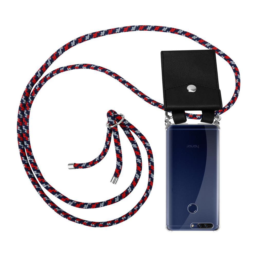 Catena Di Telefoni Cellulari Compatibile Con Honor 8 Pro In Rosso Blu Bianco - Coperchio Protettivo In Silicone Con Anelli D'argento, Cinturino In Corda E Custodia Staccabile - Foto 1