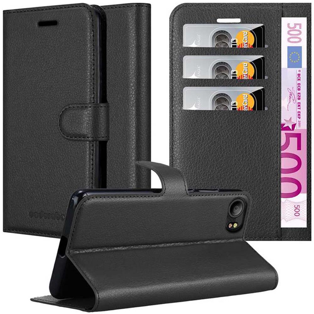 Custodia Compatibile Con Blackberry Keyone In Nero Carbone - Coperchio Protettiva Con Chiusura Magnetica, Funzione Stand E Tasca Per Le Carte - Foto 1