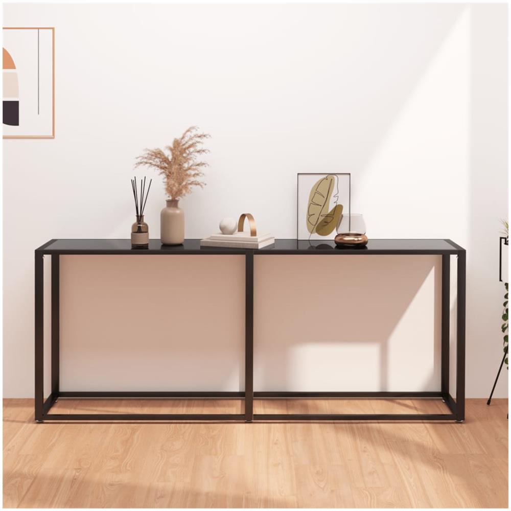 Tavolo Consolle Nero 180x35x75,5 Cm In Vetro Temperato - Foto 1