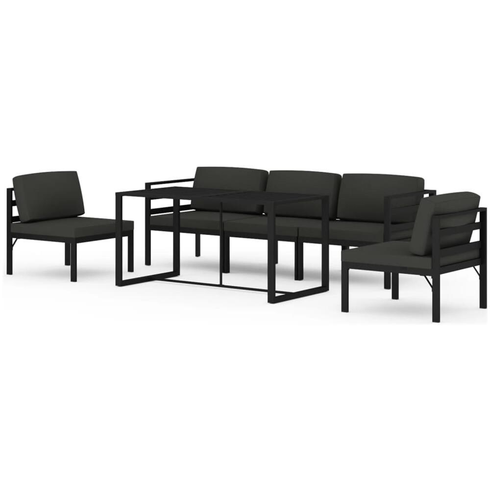 Set Divani Da Giardino 6 Pz Con Cuscini In Alluminio Antracite - Foto 1