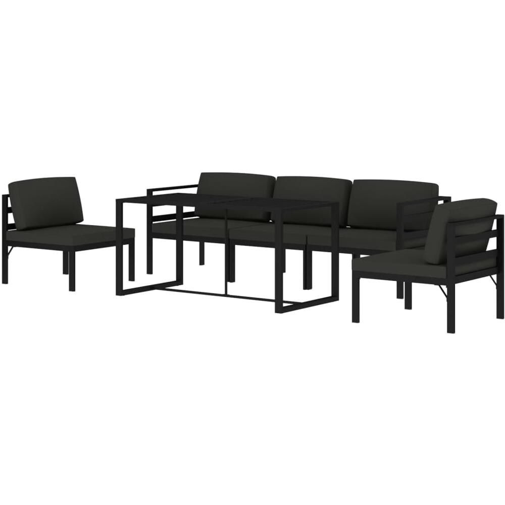 Set Divani Da Giardino 6 Pz Con Cuscini In Alluminio Antracite - Foto 2