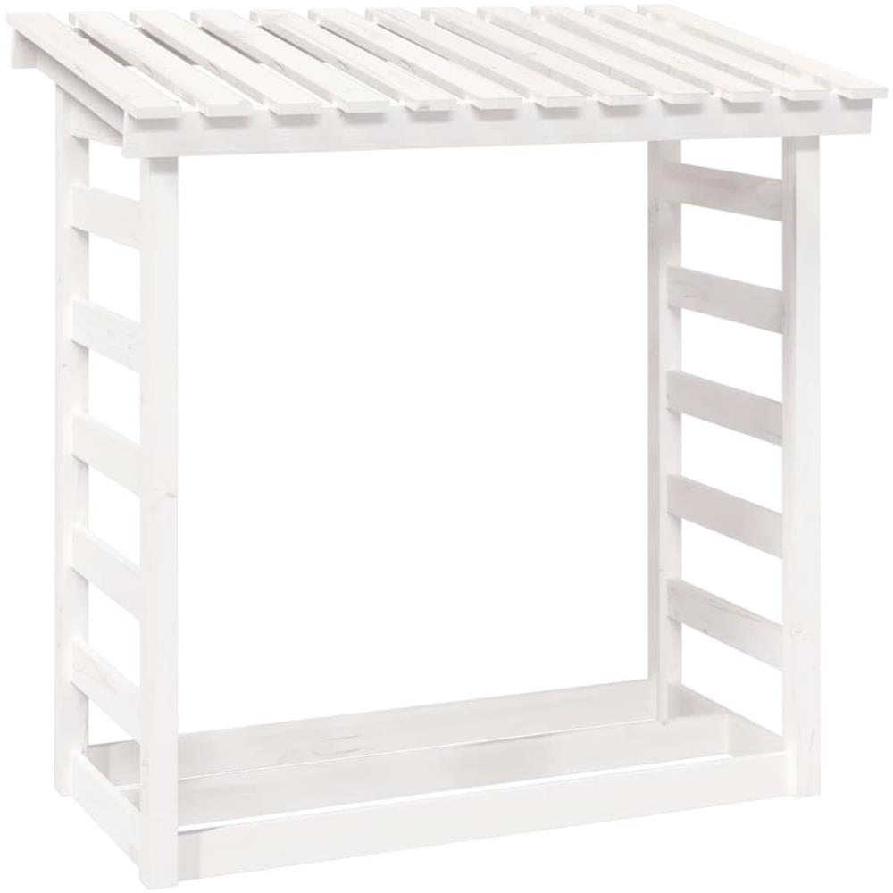 Portalegna Bianco 108x64,5x110 Cm In Legno Massello Di Pino - Foto 2