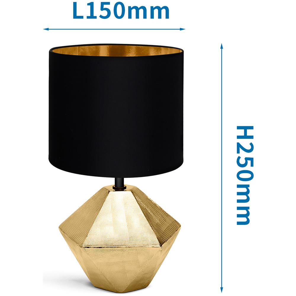 Lampada Da Tavolo E14 In Ceramica Nero/oro | Lucentezza Metallica | H32cm - L220*w220*h320mm - Foto 1
