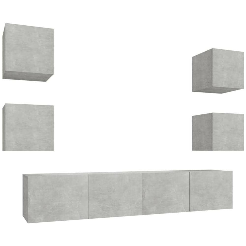 Set di Mobili Porta TV 6 pz Grigio Cemento in Legno Multistrato - Foto 2