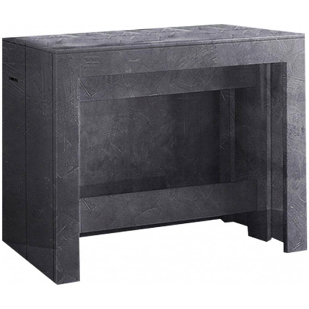 Tavolo Allungabile Martino, Consolle Allungabile Fino A 12 Posti, Tavolo Con Portallunghe, 100% Made In Italy, Cm 51/300x90h77, Ardesia - Foto 2