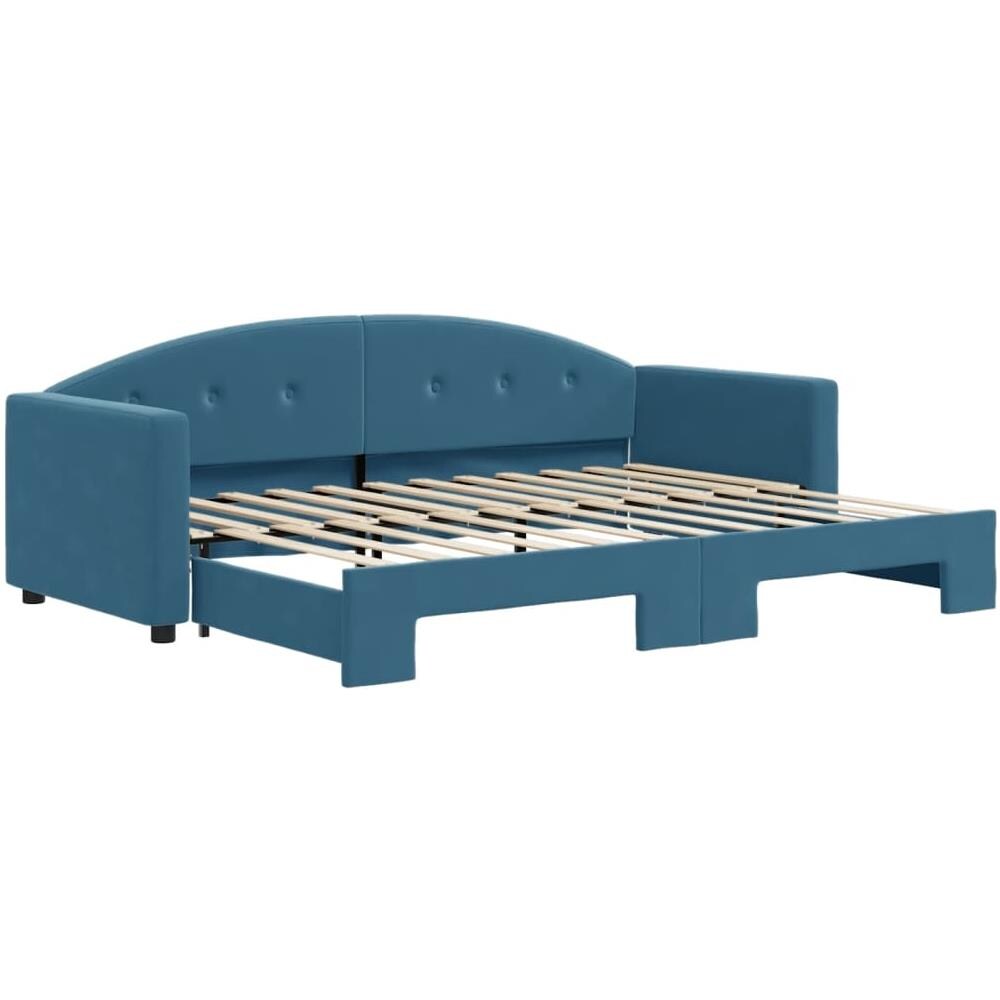 Divano Letto Con Letto Estraibile Blu 80x200 Cm In Velluto - Foto 2