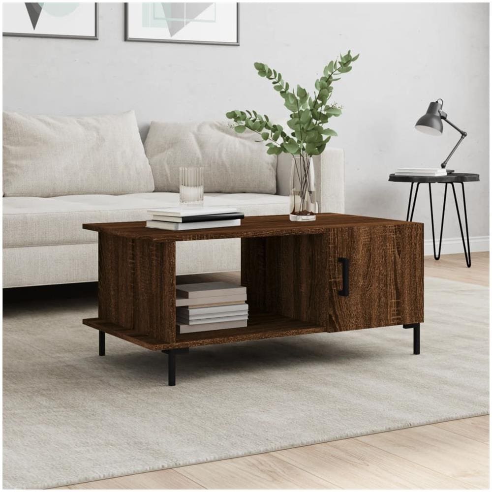 Tavolino Da Salotto Rovere Marrone 90x50x40cm Legno Multistrato - Foto 1