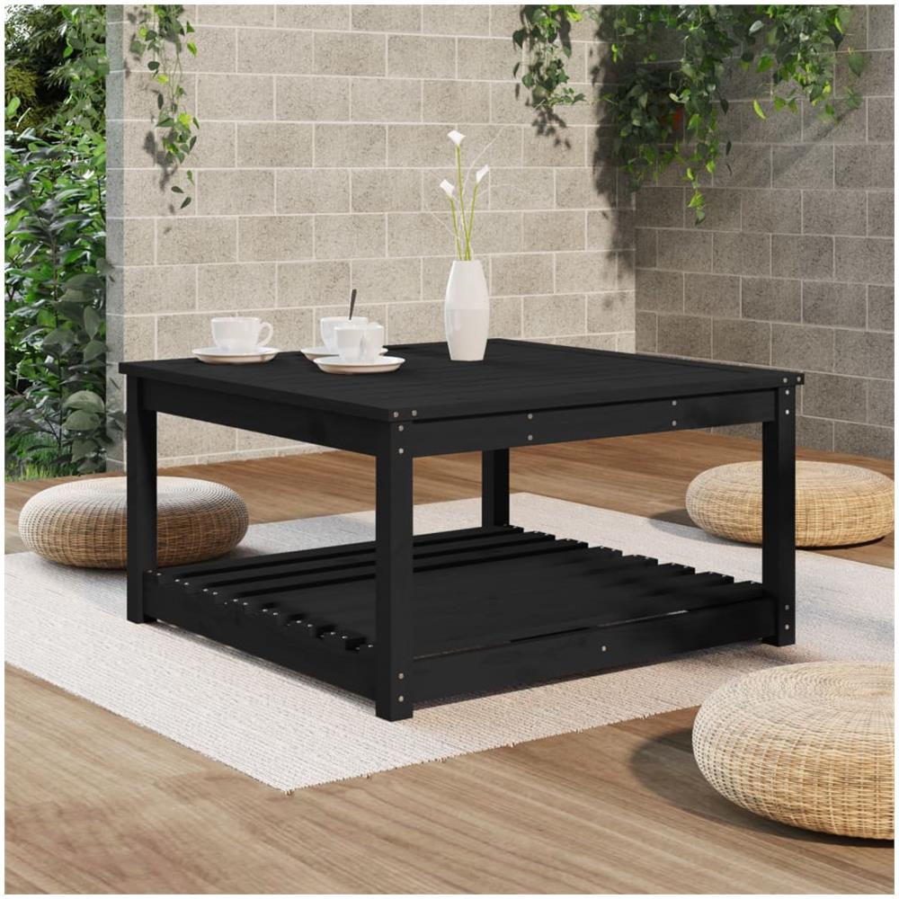 Tavolo Da Giardino Nero 82,5x82,5x45 Cm Legno Massello Di Pino - Foto 3