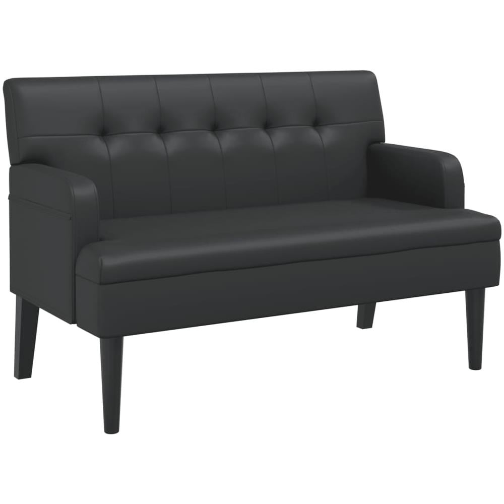 Panca Con Schienale Nera 112x65,5x75 Cm In Similpelle - Foto 2