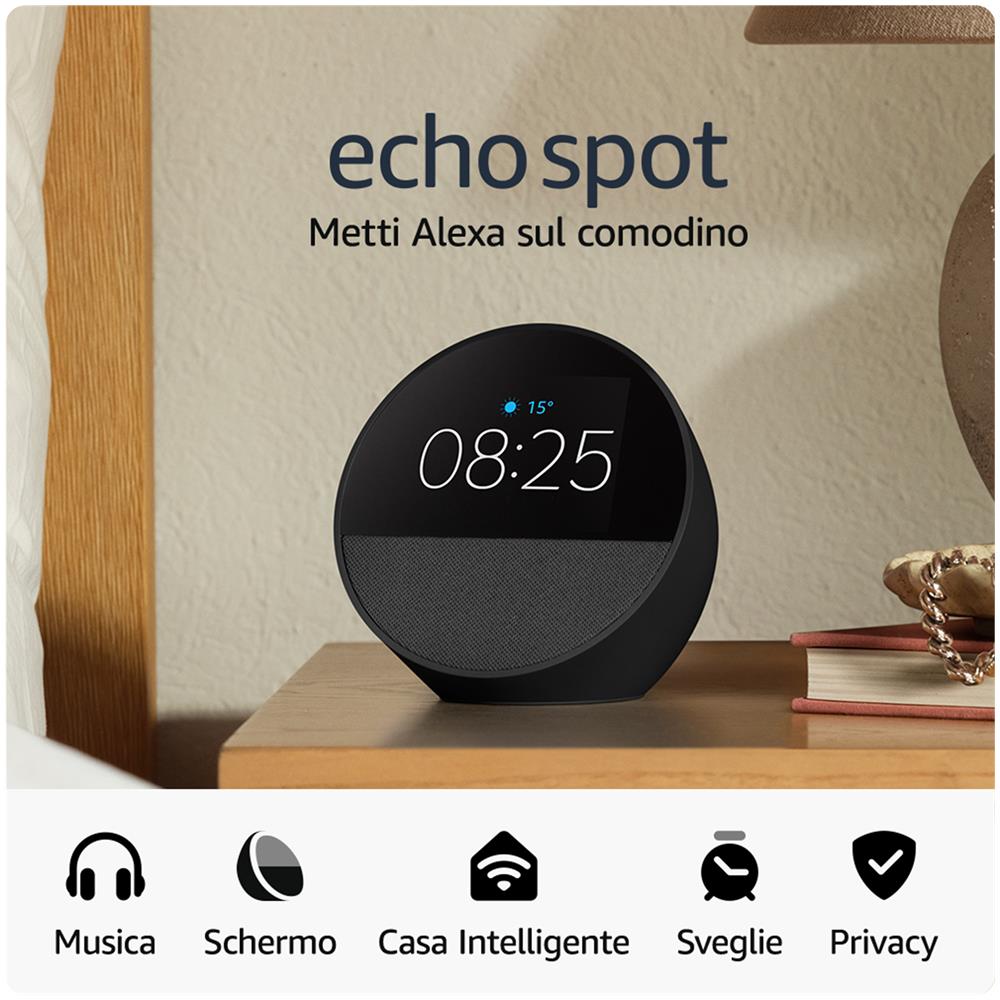 Sveglia Intelligente con Suono di Qualità e Alexa Colore Nero - Foto 2