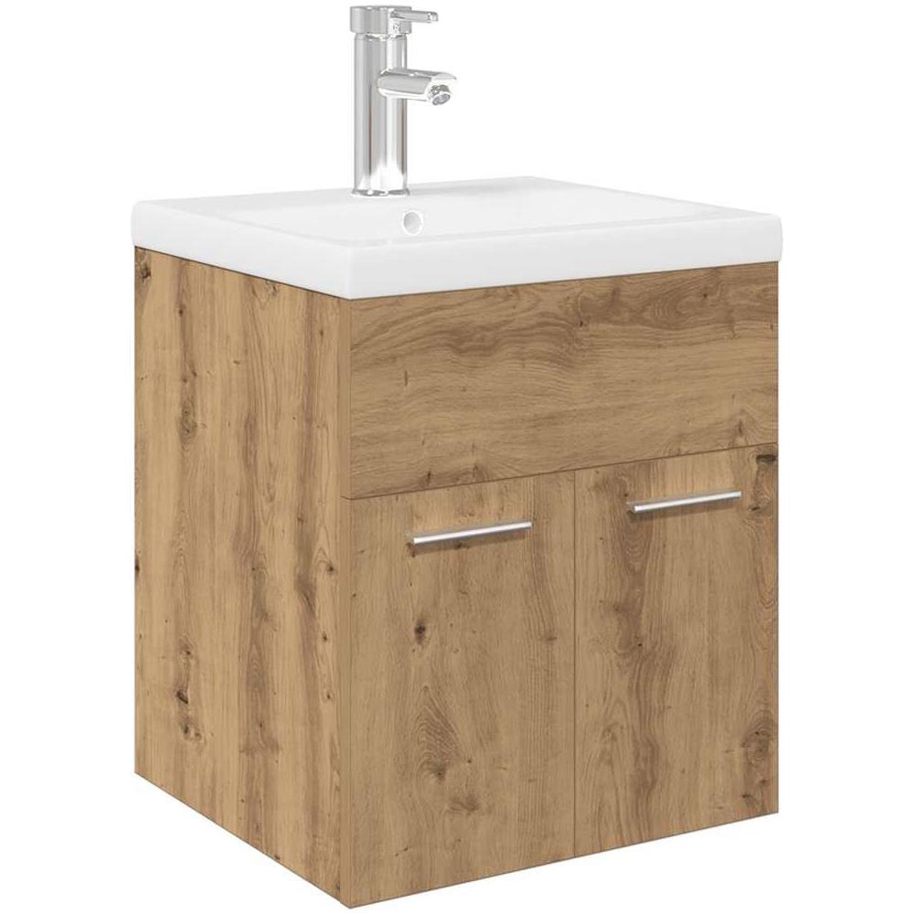 Mobile Bagno con Lavabo Integrato&Rubinetto Rovere Artigianale - Foto 1