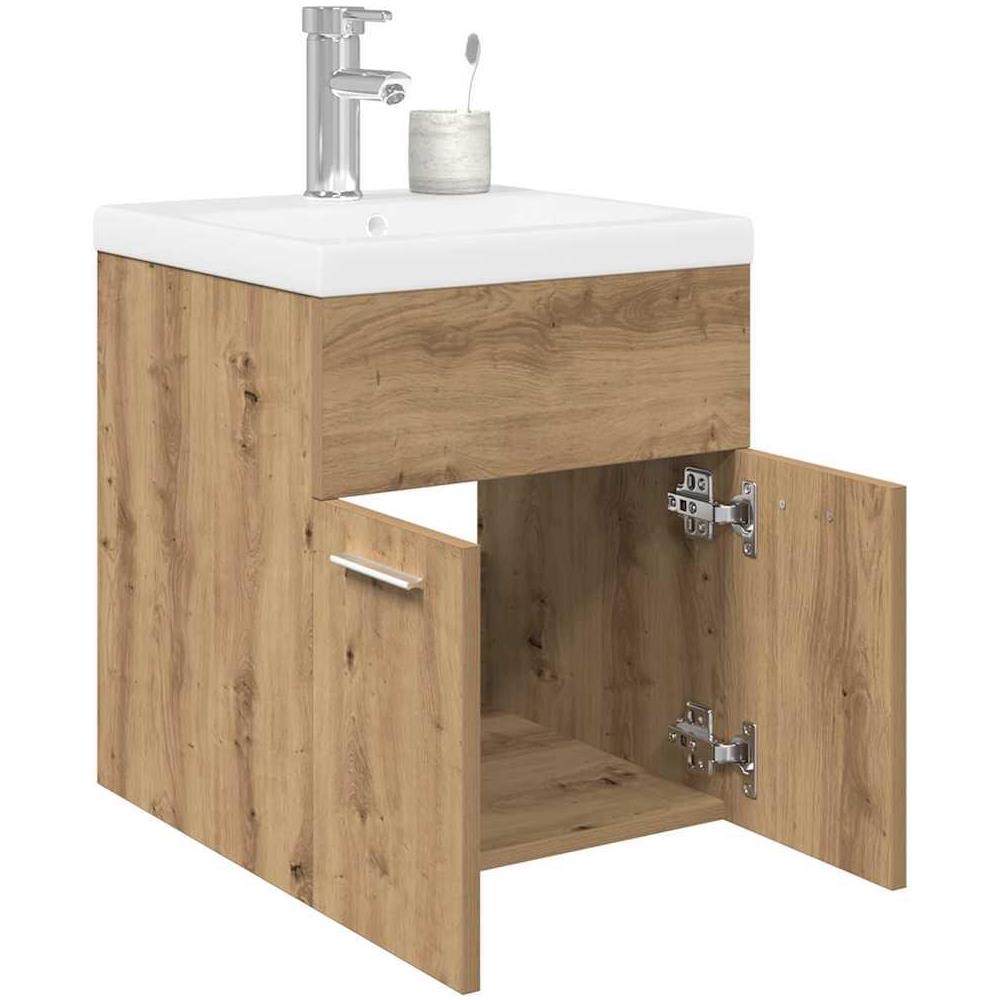 Mobile Bagno con Lavabo Integrato&Rubinetto Rovere Artigianale - Foto 2