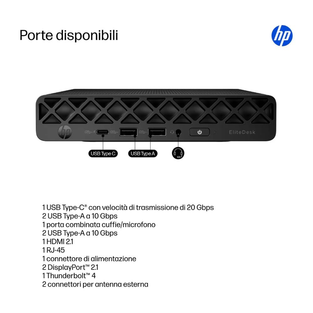 Mini PC EliteDesk 8 Mini G1i Intel Core Ultra 5 235 32 GB DDR5 SSD 512 GB NVMe M. 2 Windows 11 Pro Nero - Foto 3