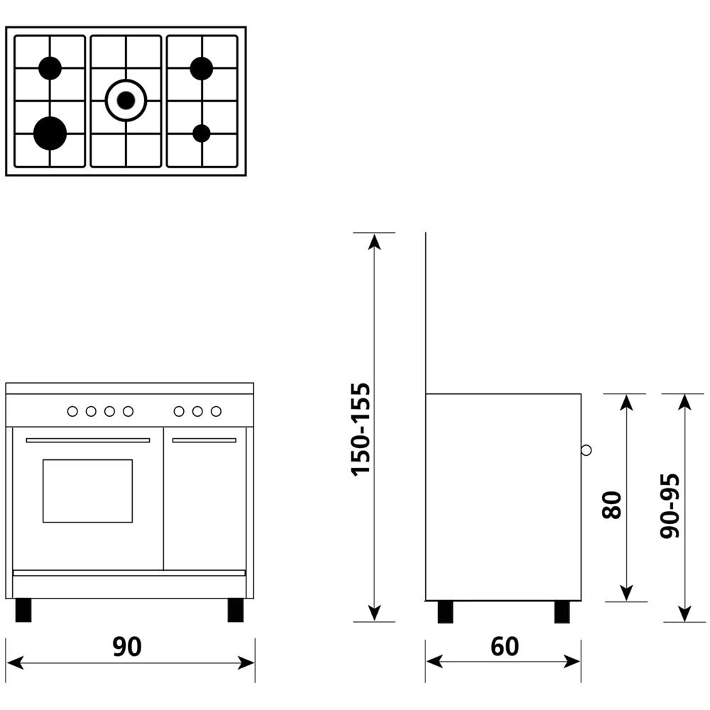 Cucina Elettrica AR965MI6 5 Fuochi Gas Forno Elettrico Classe A Dimensioni 90x60 Colore Inox Serie Alpha - Foto 3