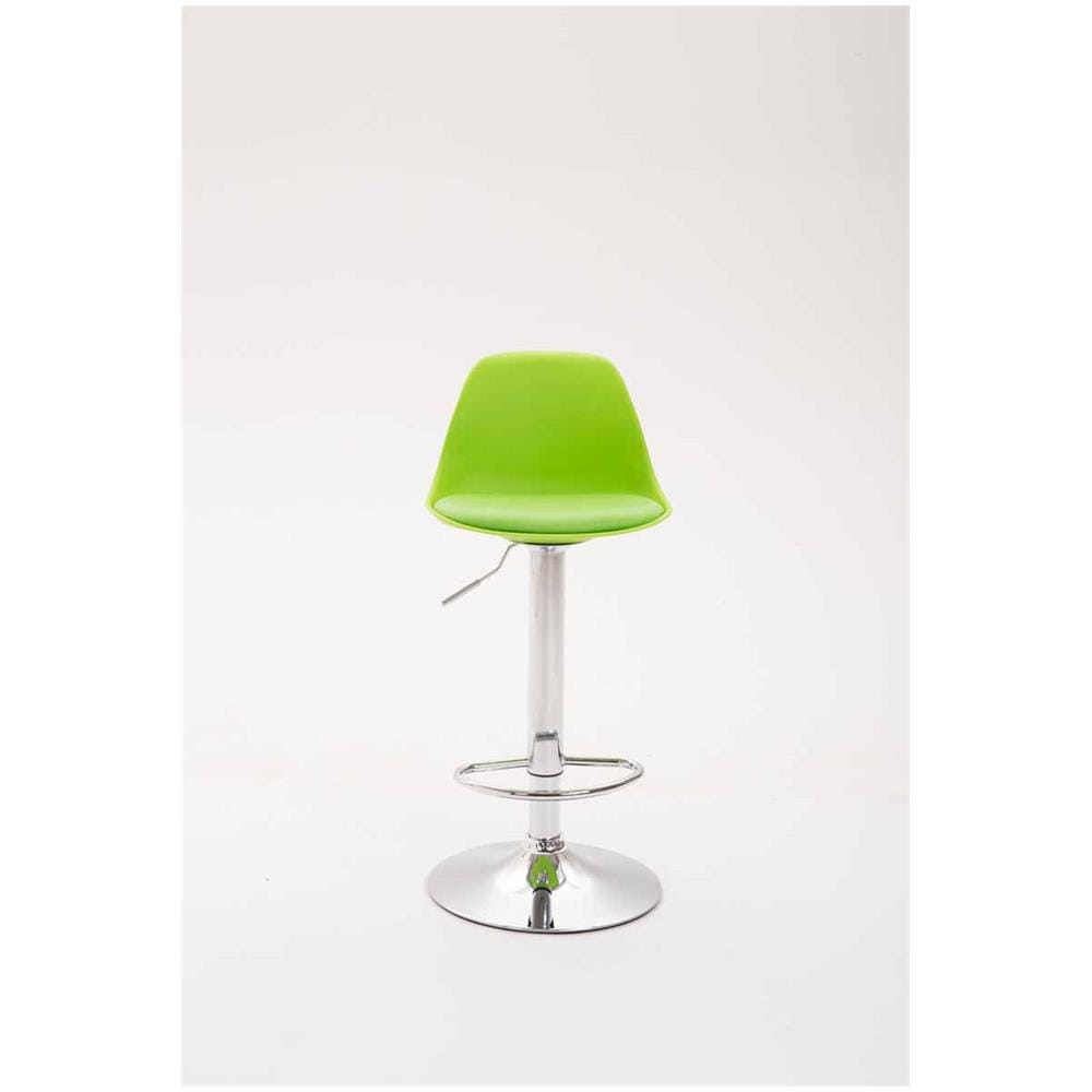 Sgabello Design Kiel in Polipropilene e Similpelle - Sgabello Cucina Girevole e Regolabile - Sgabello da Bar Imbottito e con Poggiapiedi Verde Cromato - Foto 2