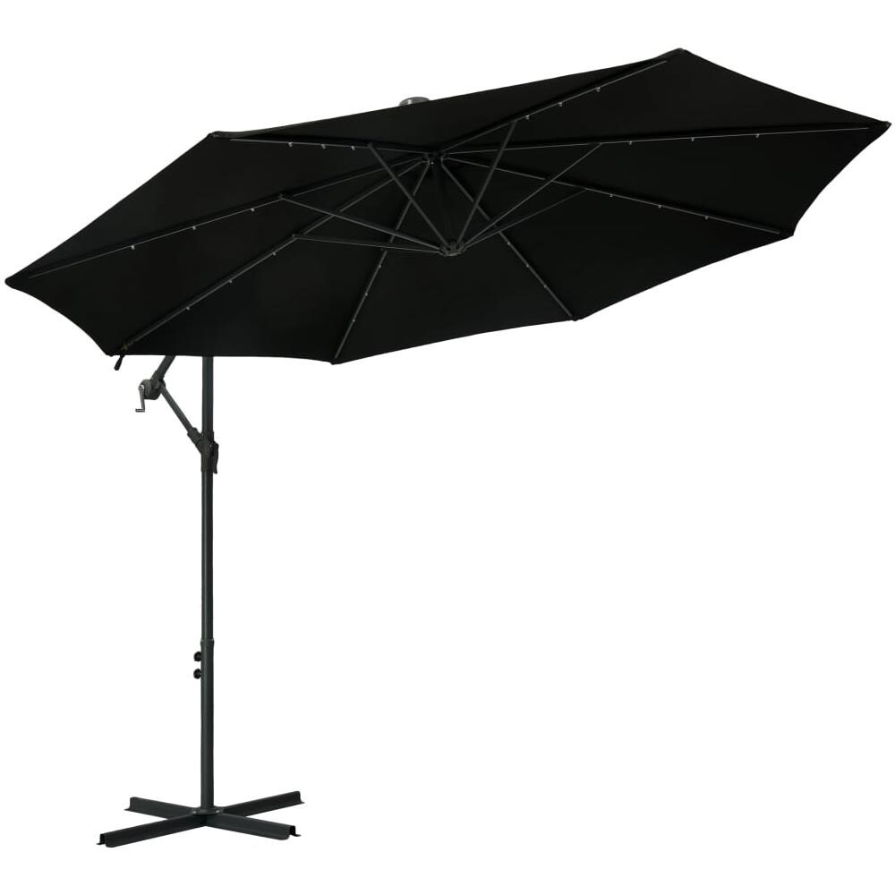 Ombrellone A Sbalzo Con Led E Palo In Acciaio 300 Cm Nero - Foto 1