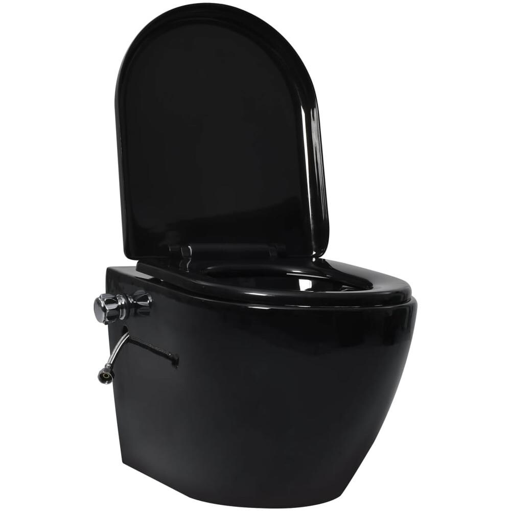 Toilette Senza Bordo Sospesa Con Funzione Bidet Ceramica Nera - Foto 2
