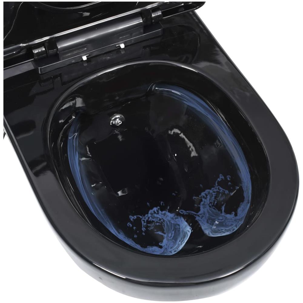 Toilette Senza Bordo Sospesa Con Funzione Bidet Ceramica Nera - Foto 8