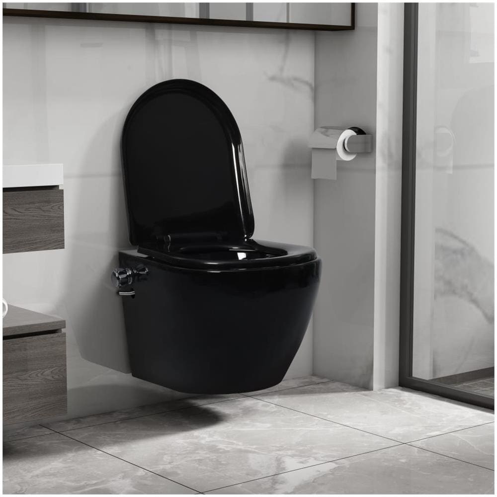 Toilette Senza Bordo Sospesa Con Funzione Bidet Ceramica Nera - Foto 1