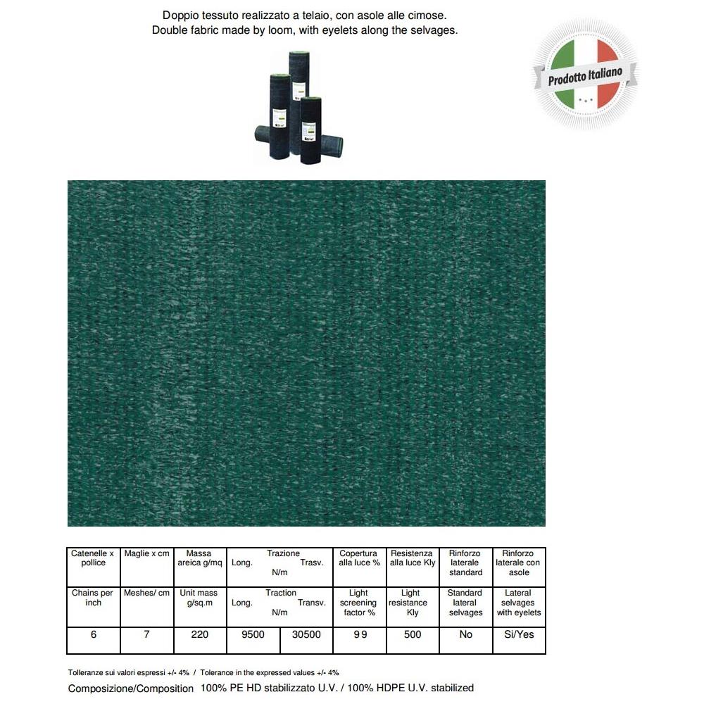 Rete Ombreggiante Verde Scuro 100% Ombra Totale Doppio Tessuto 1,20 H X 100 Metri - Foto 1
