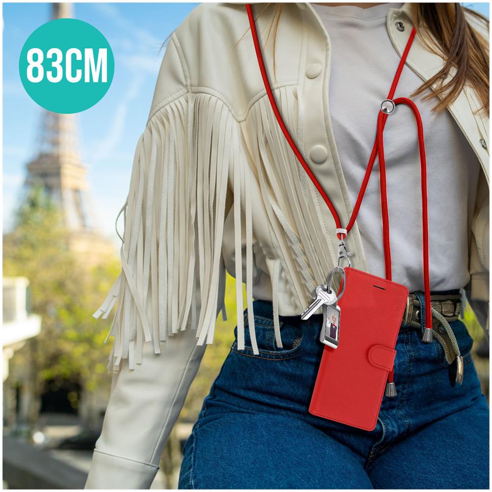 Corda Universale Da Smartphone Per Cover E Custodia Regolabile 90cm Rosso - Foto 2