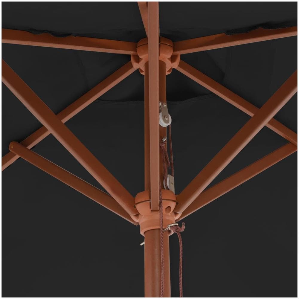 Ombrellone Da Esterni Con Palo In Legno 150x200 Cm Nero - Foto 2