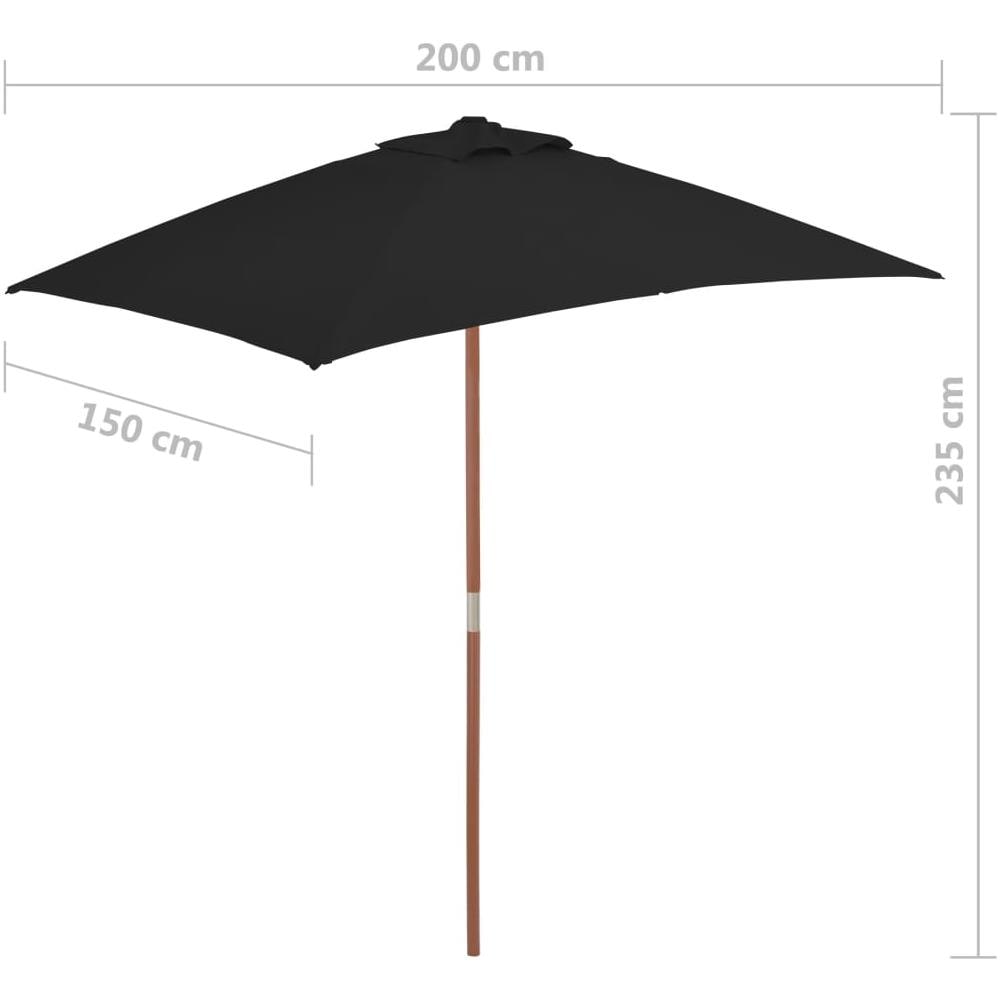 Ombrellone Da Esterni Con Palo In Legno 150x200 Cm Nero - Foto 7