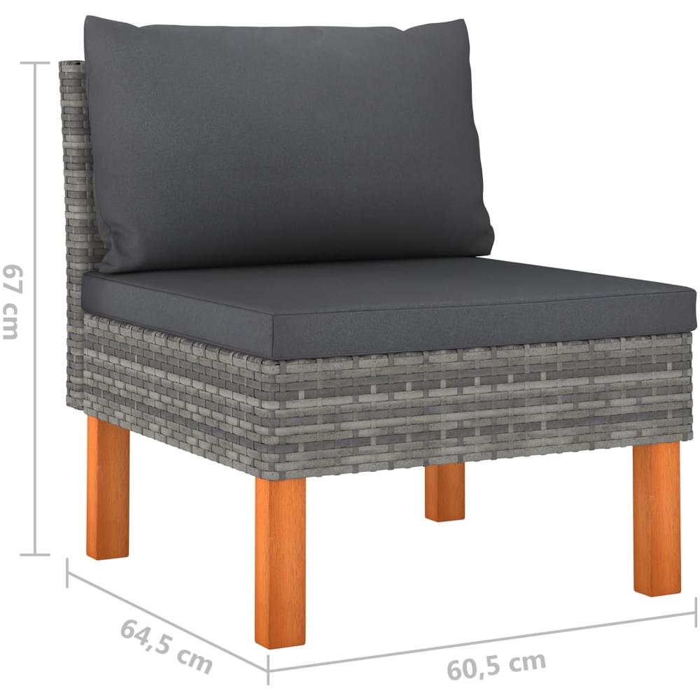 Set Divani Da Giardino 9 Pz Con Cuscini In Polyrattan Grigio - Foto 7