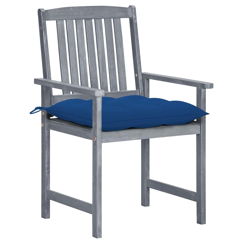 Sedie da Giardino con Cuscini 8 pz in Massello di Acacia Grigie - Foto 2