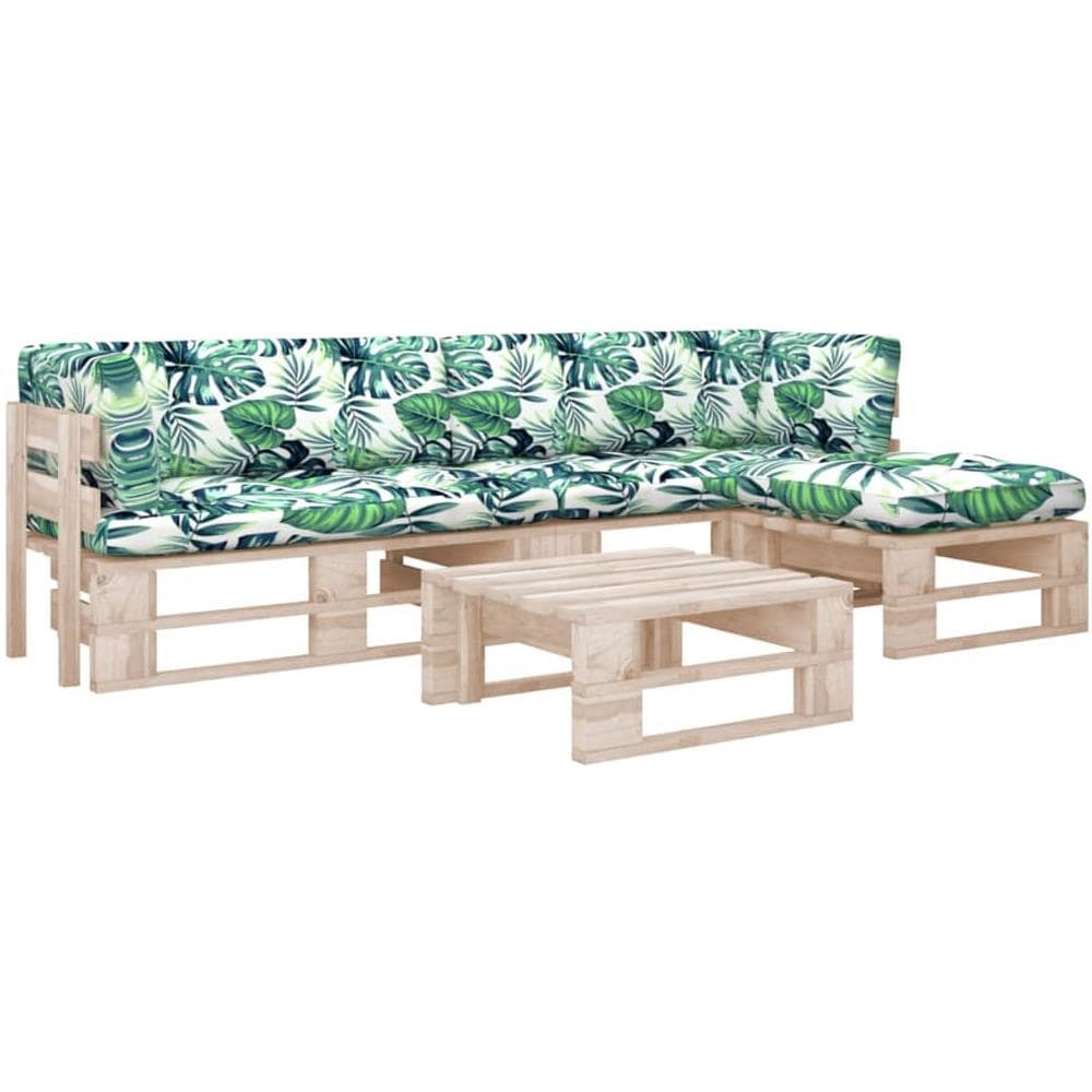 Set Divani a Pallet e Cuscini 4 pz in Legno di Pino Impregnato - Foto 1