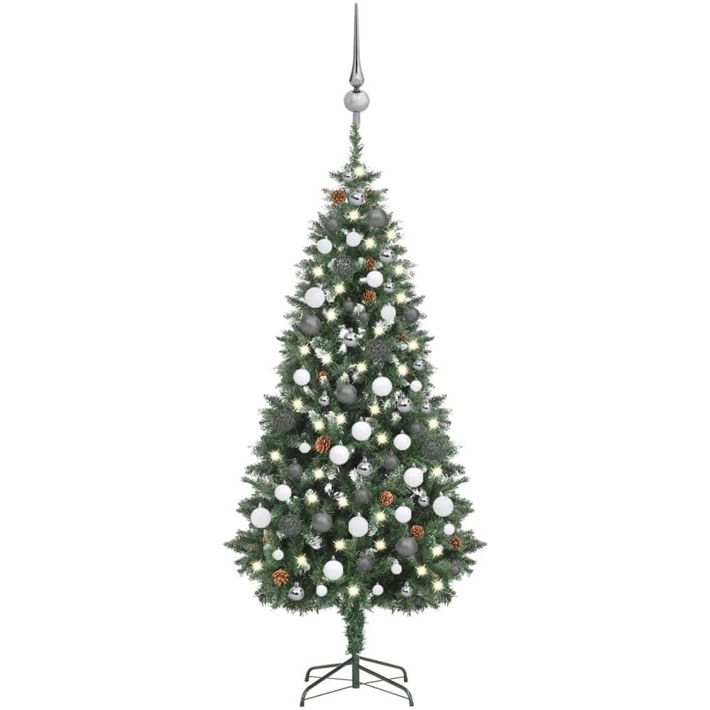 Set Albero Natale Artificiale con LED Palline e Pigne 180 cm - Foto 1