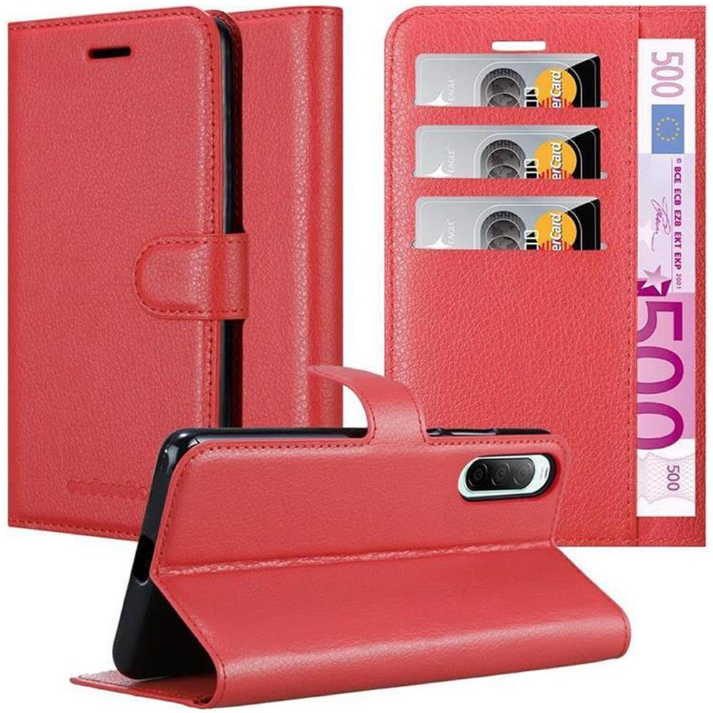 Custodia Compatibile Con Sony Xperia 10 Ii (2. Version) In Rosso Carminio - Coperchio Protettiva Con Chiusura Magnetica, Funzione Stand E Tasca Per Le Carte - Foto 1