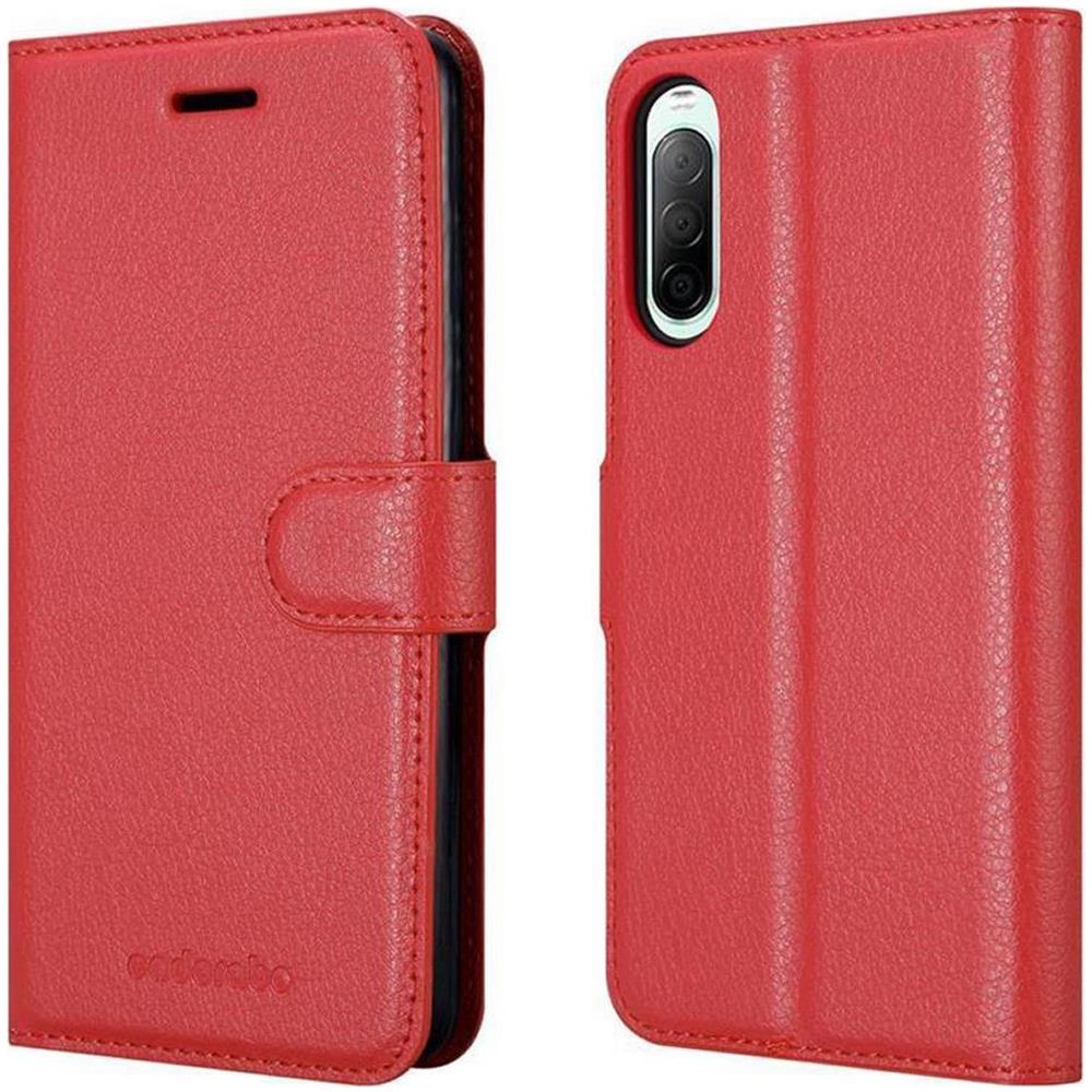 Custodia Compatibile Con Sony Xperia 10 Ii (2. Version) In Rosso Carminio - Coperchio Protettiva Con Chiusura Magnetica, Funzione Stand E Tasca Per Le Carte - Foto 8