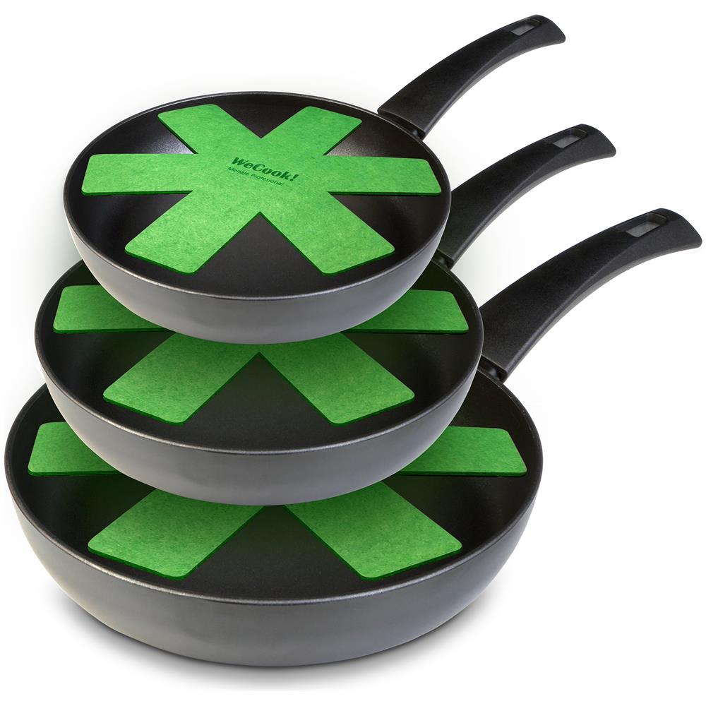 Wecook Ecogreen Set 3 Padelle 18-20-24 Cm Alluminio Forgiato, Induzione, Pfoa Antiaderente  Nero - Foto 2