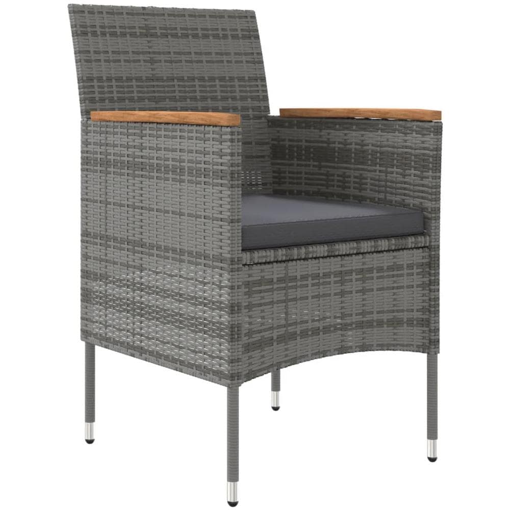 Set Da Pranzo Per Giardino 7 Pz Con Cuscini Grigio E Nero - Foto 3