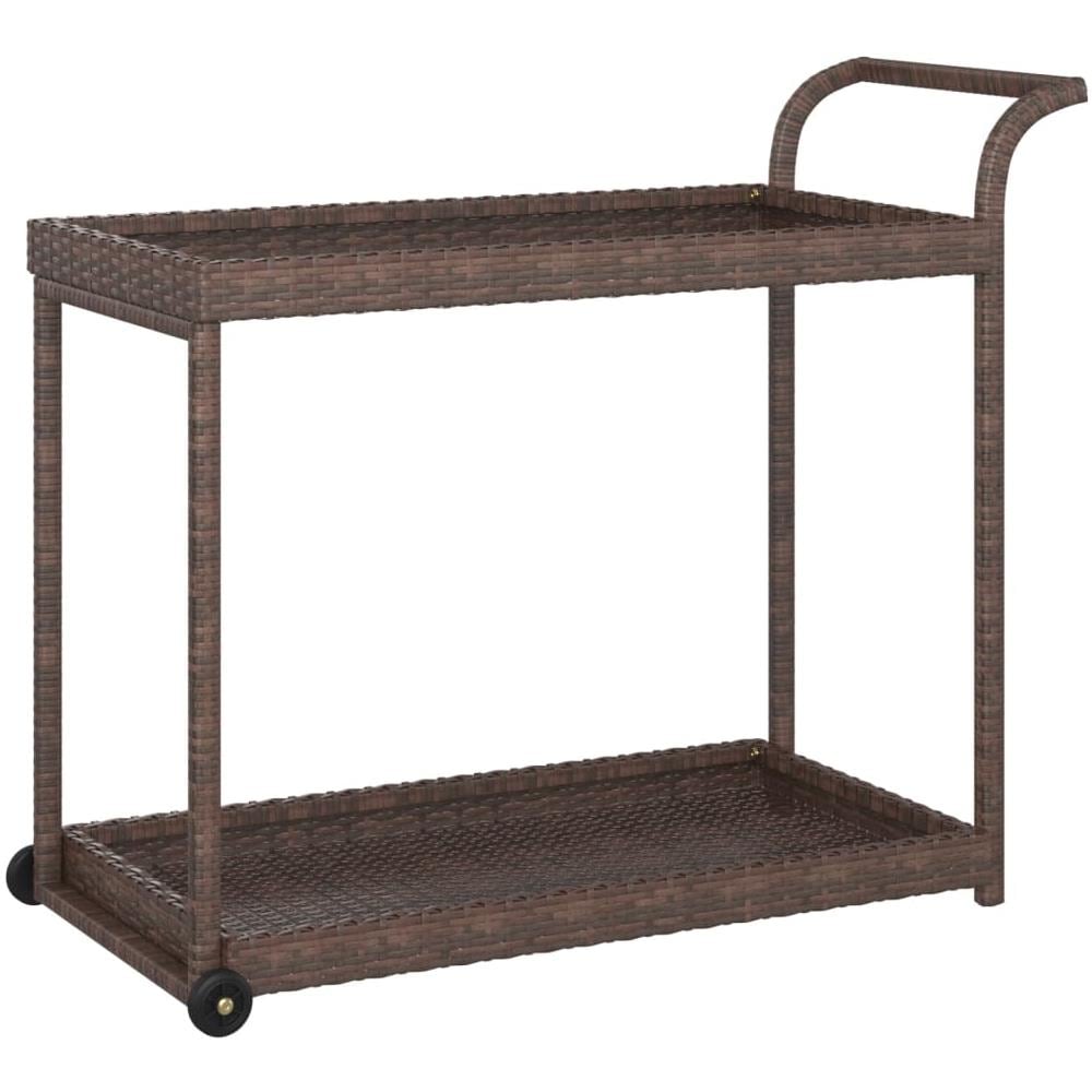 Carrello Da Bar Marrone 100x45x83 Cm In Polyrattan - Foto 2