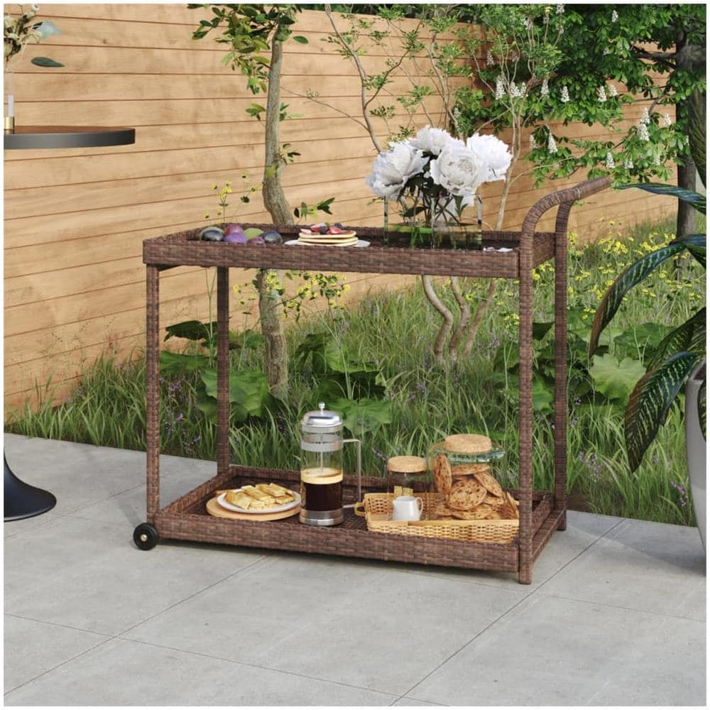 Carrello Da Bar Marrone 100x45x83 Cm In Polyrattan - Foto 1