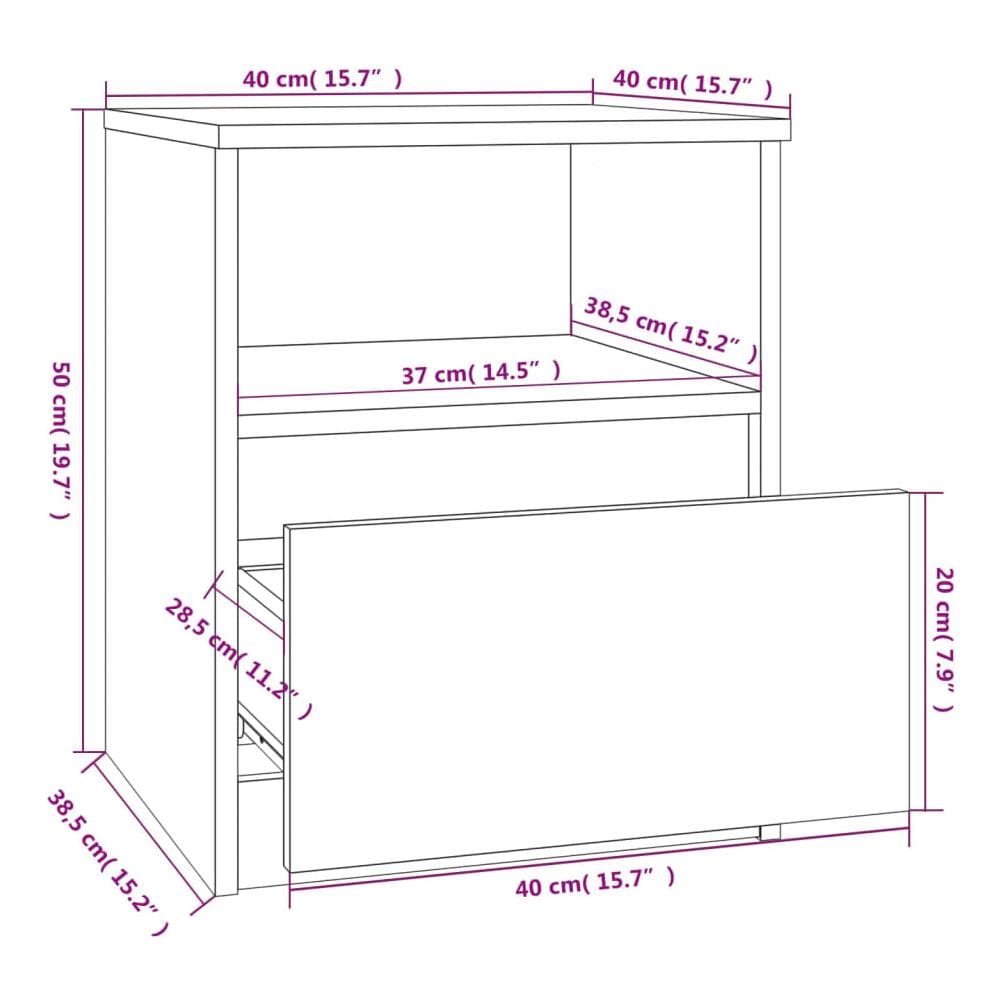 Comodino Rovere Fumo 40x40x50 Cm In Legno Multistrato - Foto 7