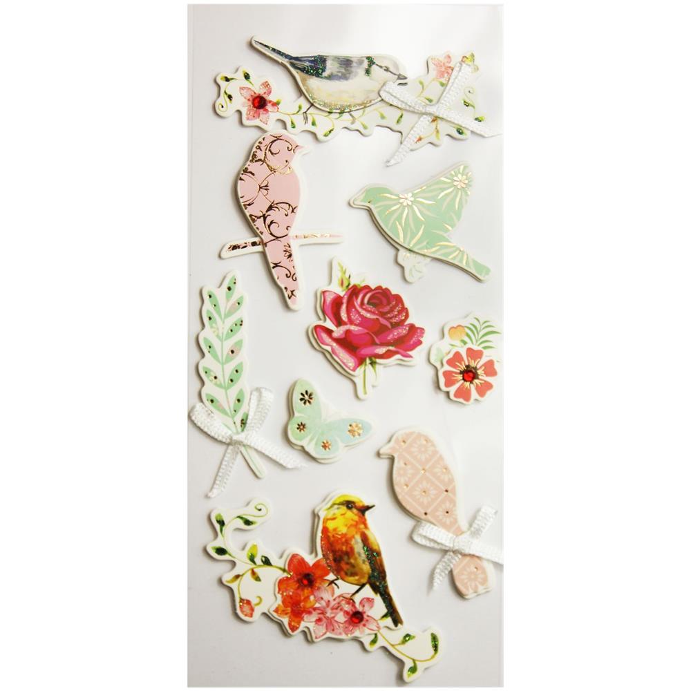 Adesivi Glitterati - Uccelli E Fiori - Foto 1