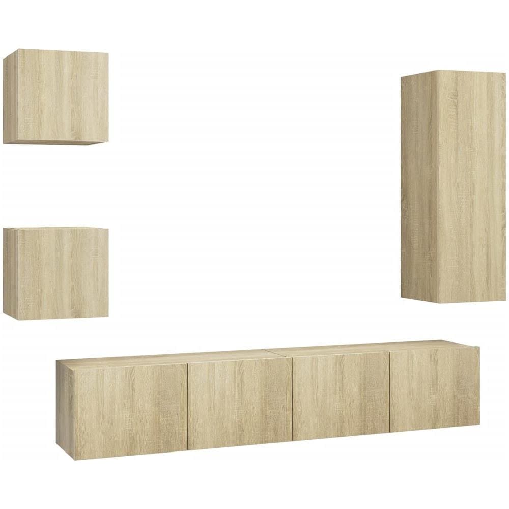Set di Mobili TV 5 pz Rovere Sonoma in Legno Multistrato - Foto 1