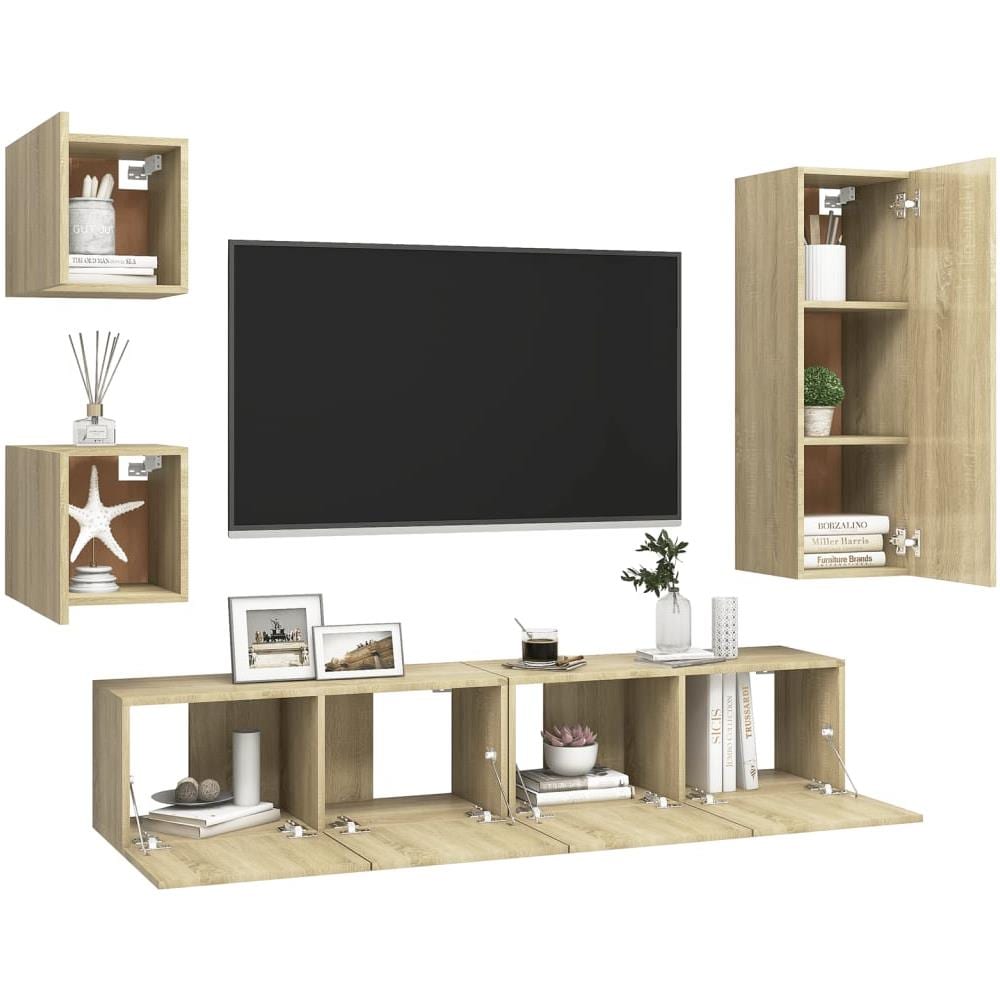 Set di Mobili TV 5 pz Rovere Sonoma in Legno Multistrato - Foto 2