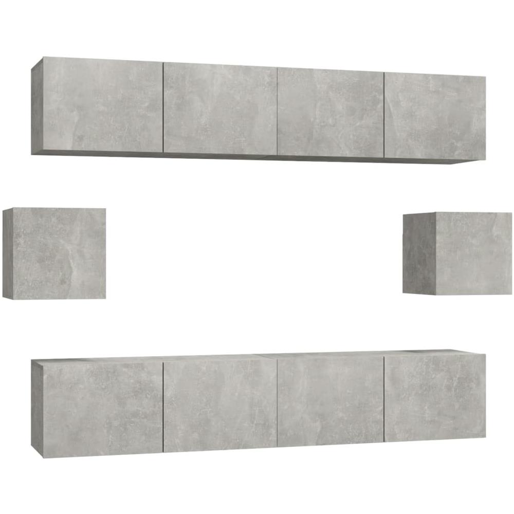 Set di Mobili Porta TV 6 pz Grigio Cemento in Legno Multistrato - Foto 2